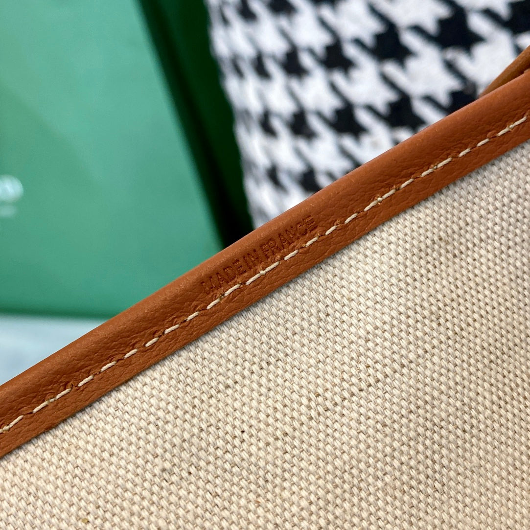 Gogy Geometric Chevron Print Canvas Tote Bag with Leather Handles