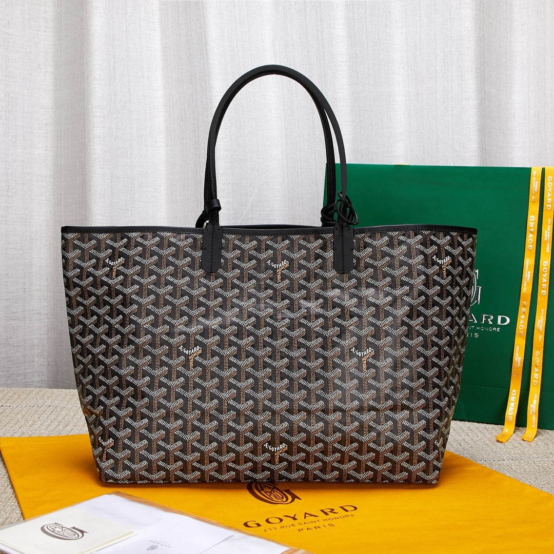 Gogy Classic Monogram Canvas Tote Bag with Matching Pouch and Cartoon Dog Print