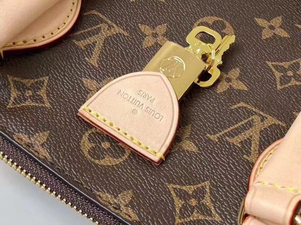 Louis Vuitton Classic Monogram Pattern Brown Canvas Handbag with Shoulder Strap