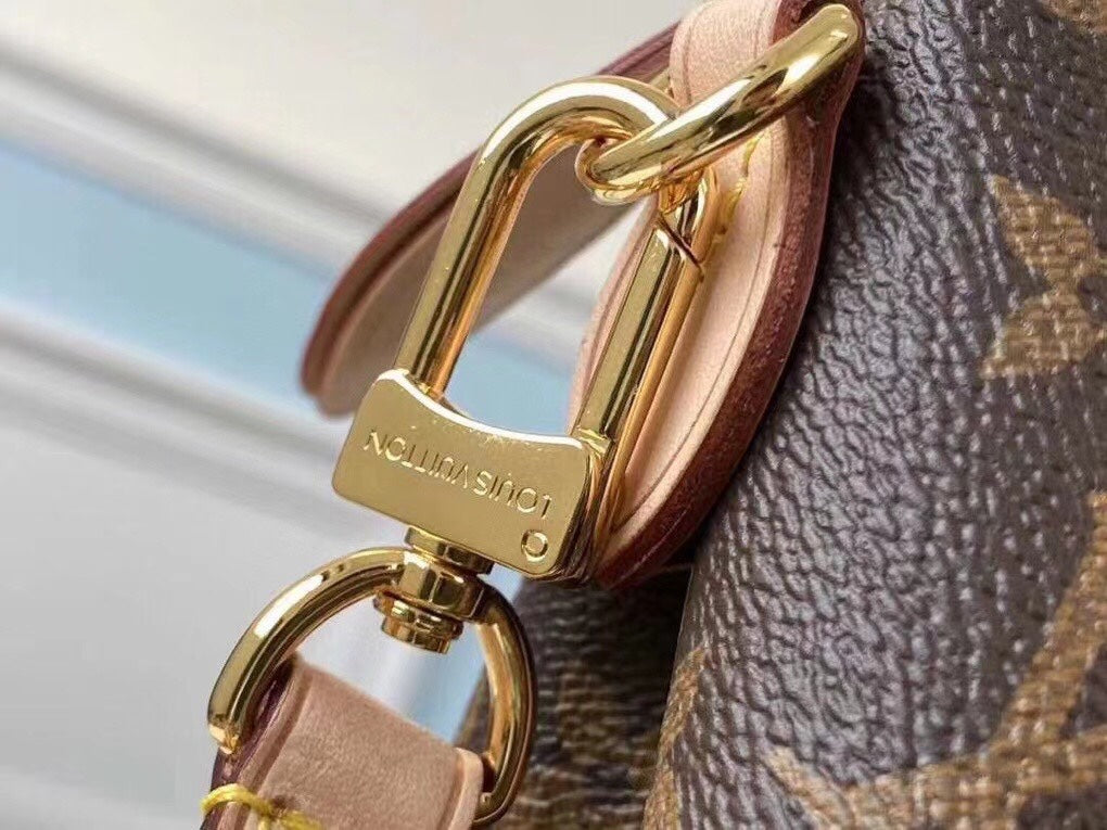 Louis Vuitton Classic Monogram Pattern Brown Canvas Handbag with Shoulder Strap