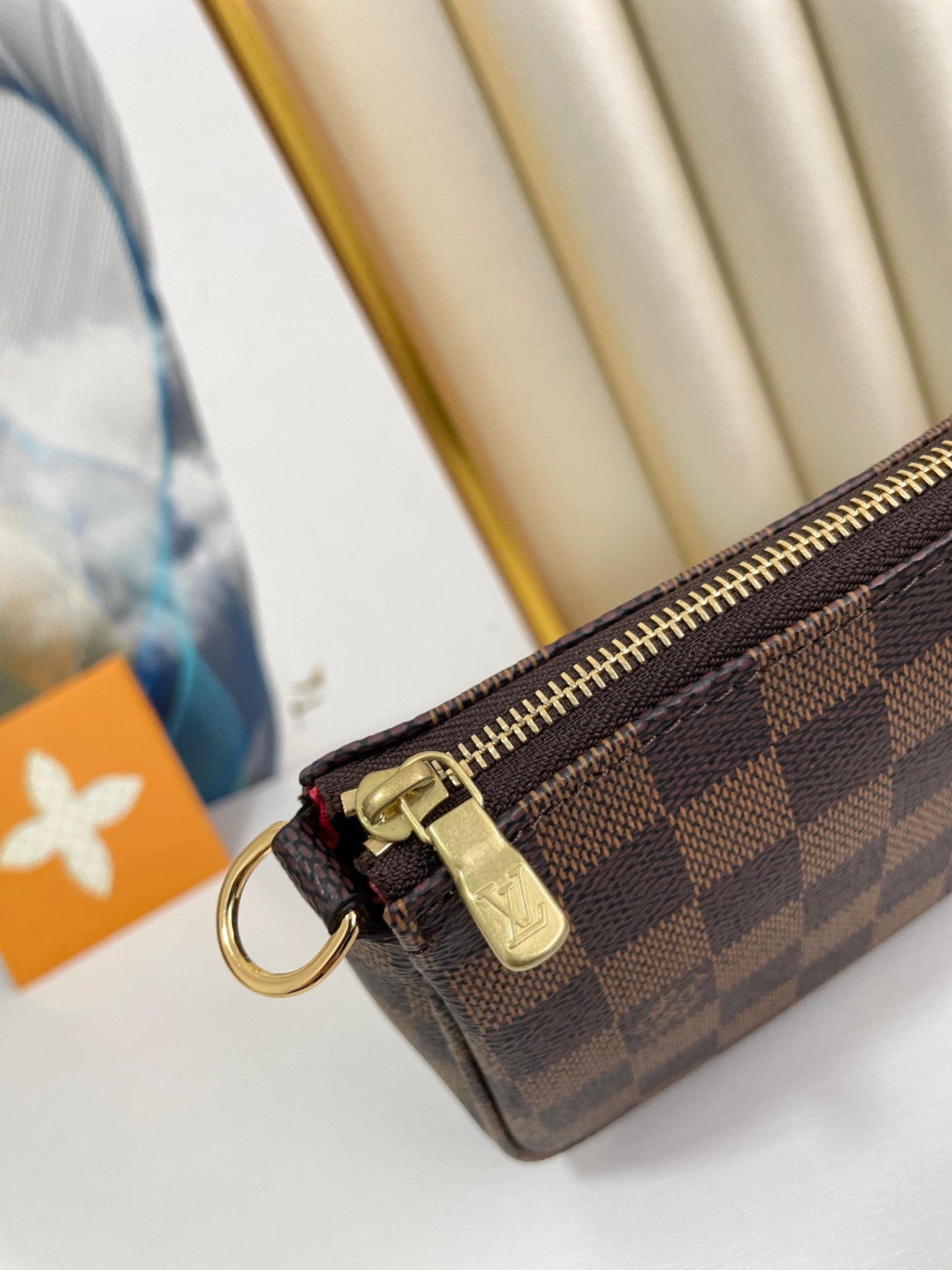 Louis Vuitton Brown Checkerboard Pattern Mini Shoulder Bag and Wristlet Clutch