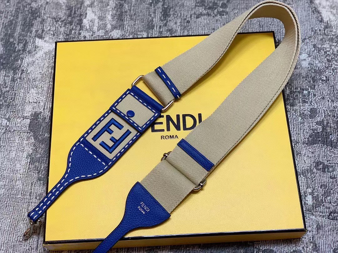 Fendi Peekaboo Selleria Mini Blue Leather Handbag with FF Logo Charms