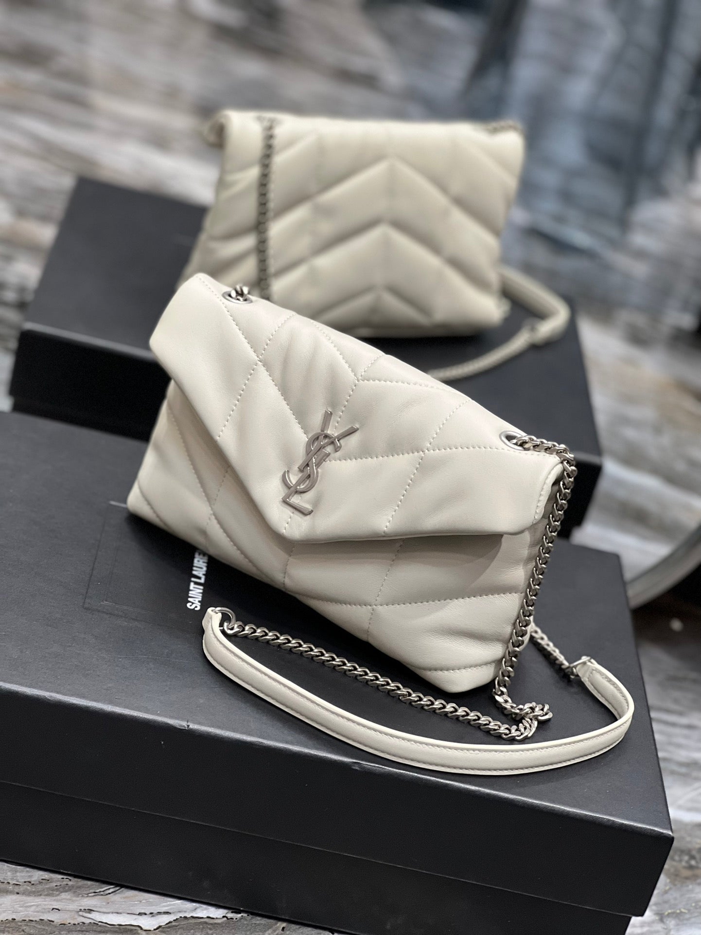 Saint Laurent Loulou Small Quilted Leather Shoulder Bag - Cream White
