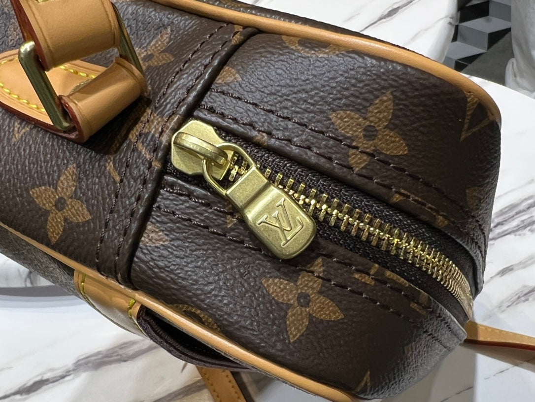 Louis Vuitton Classic Brown Monogram Canvas Crossbody Bag with Leather Trim