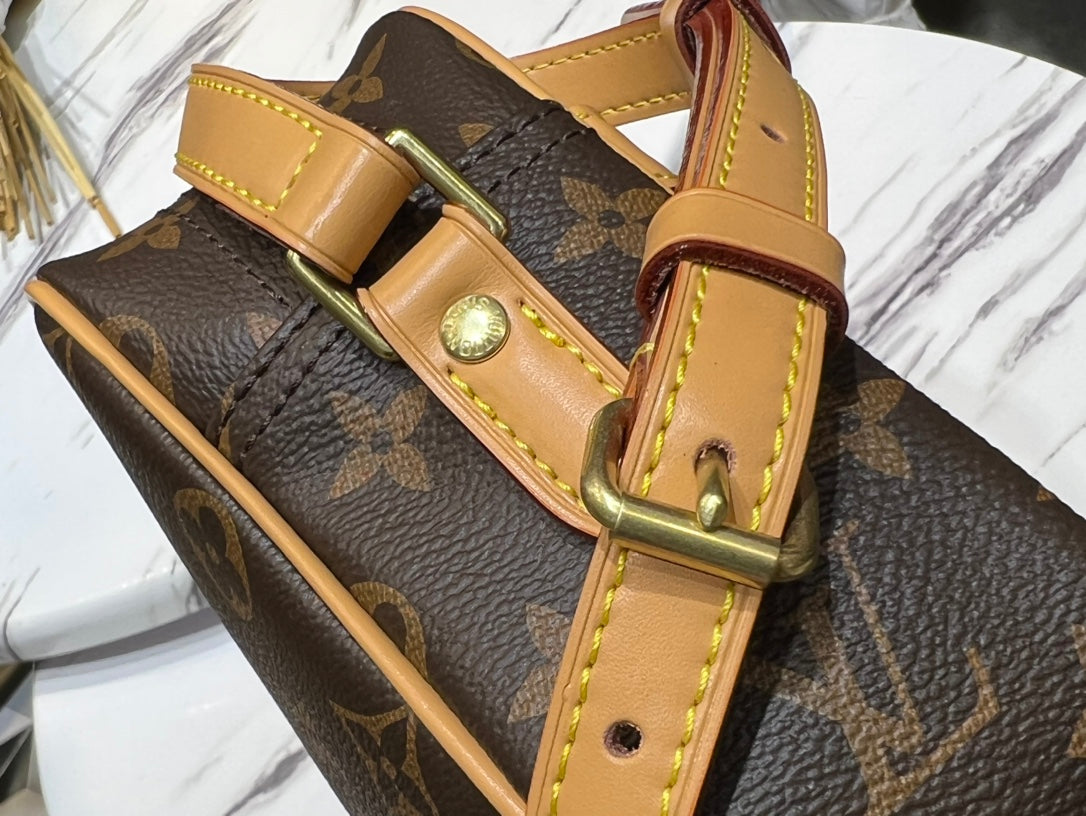 Louis Vuitton Classic Brown Monogram Canvas Crossbody Bag with Leather Trim