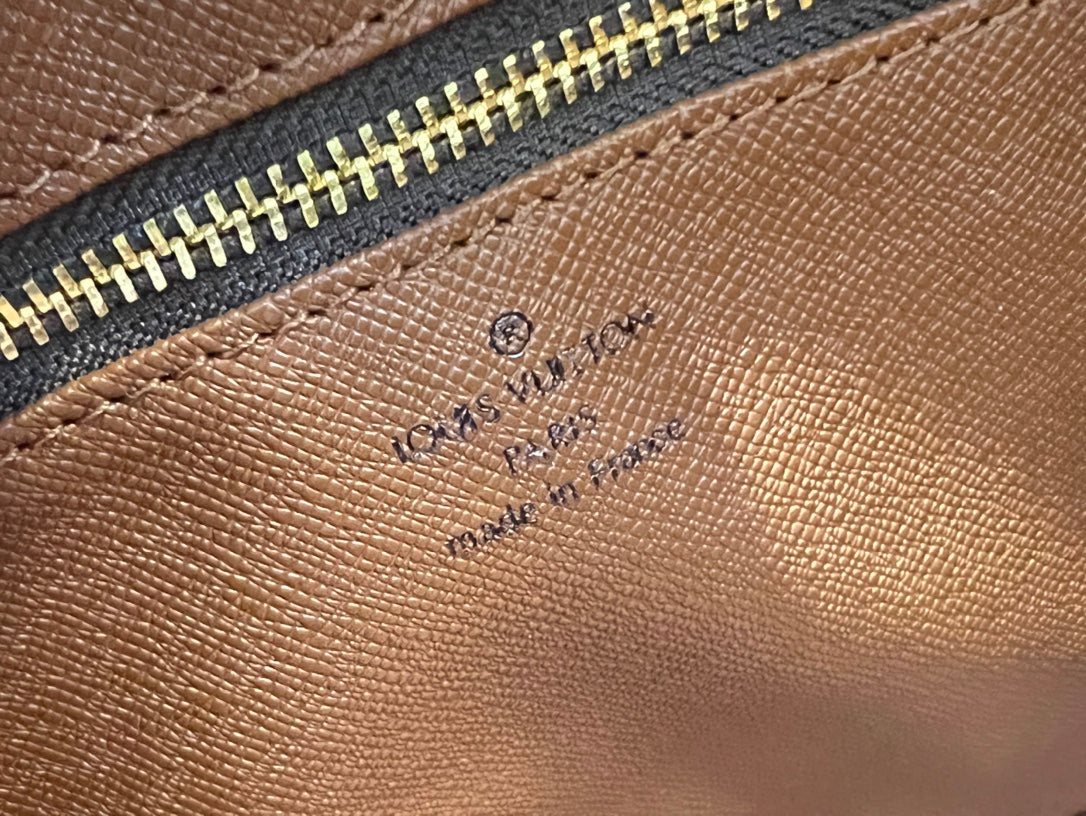 Louis Vuitton Classic Brown Monogram Canvas Crossbody Bag with Leather Trim