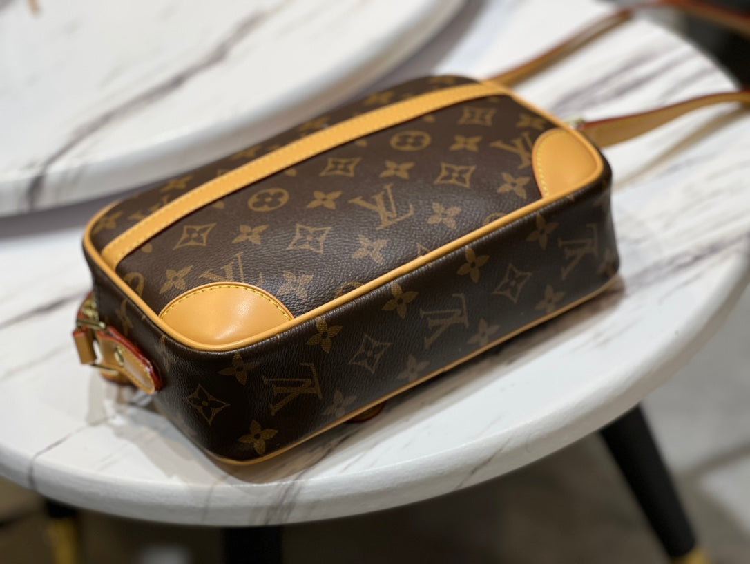 Louis Vuitton Classic Brown Monogram Canvas Crossbody Bag with Leather Trim