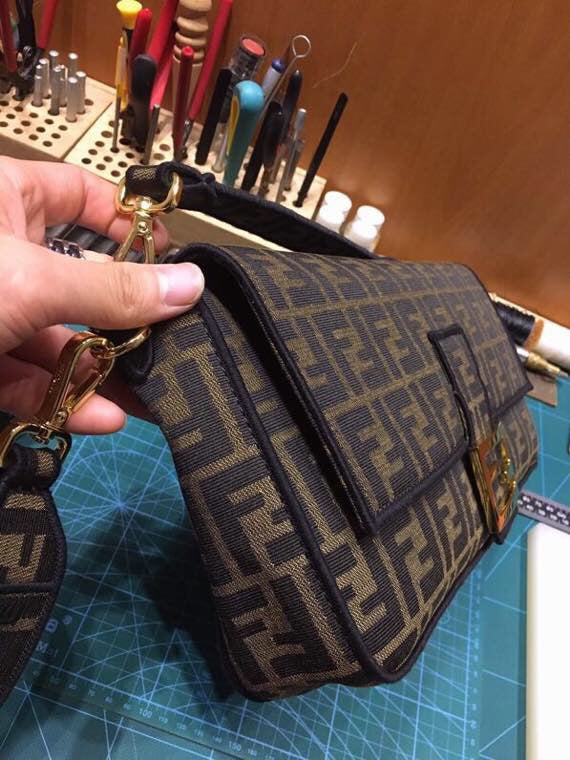 Fendi Vintage Zucca Monogram Canvas Baguette Shoulder Bag
