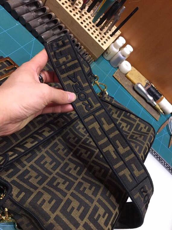 Fendi Vintage Zucca Monogram Canvas Baguette Shoulder Bag - Brown/Black