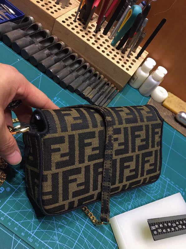 Fendi Vintage Zucca Canvas Mini Baguette Shoulder Bag - Brown Monogram