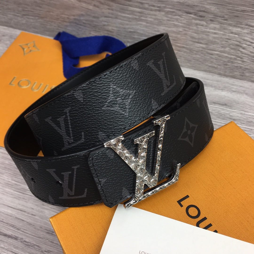 Louis Vuitton LV Initiales Monogram Eclipse 40mm Belt with Crystal Strass Buckle - Black/Grey