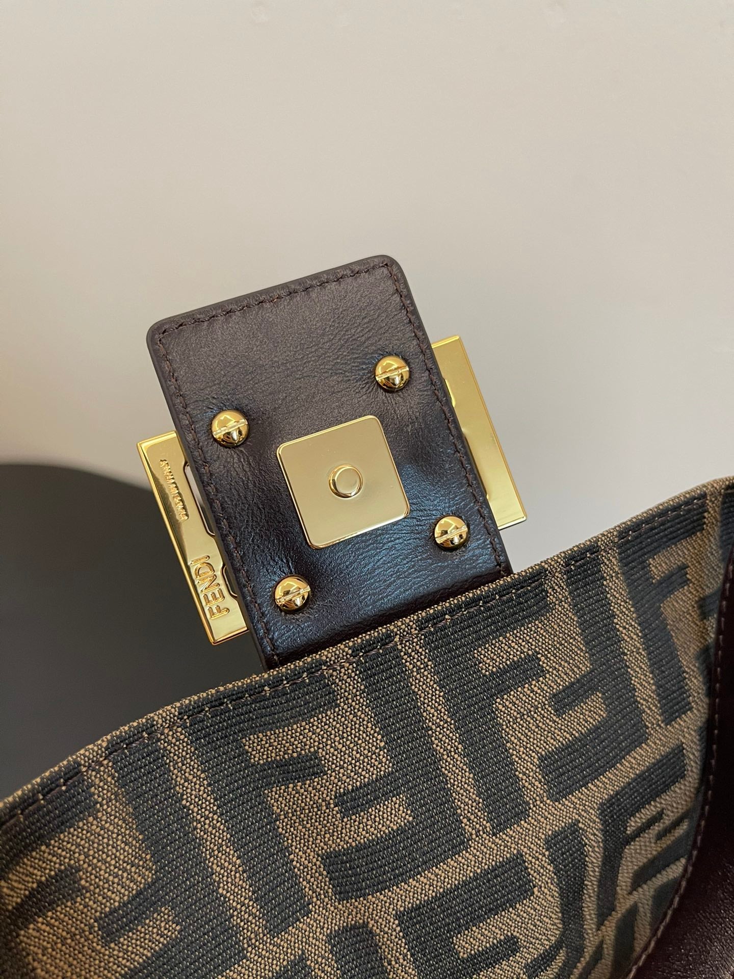 Fendi Zucca Canvas Baguette Shoulder Bag - Brown/Black Monogram