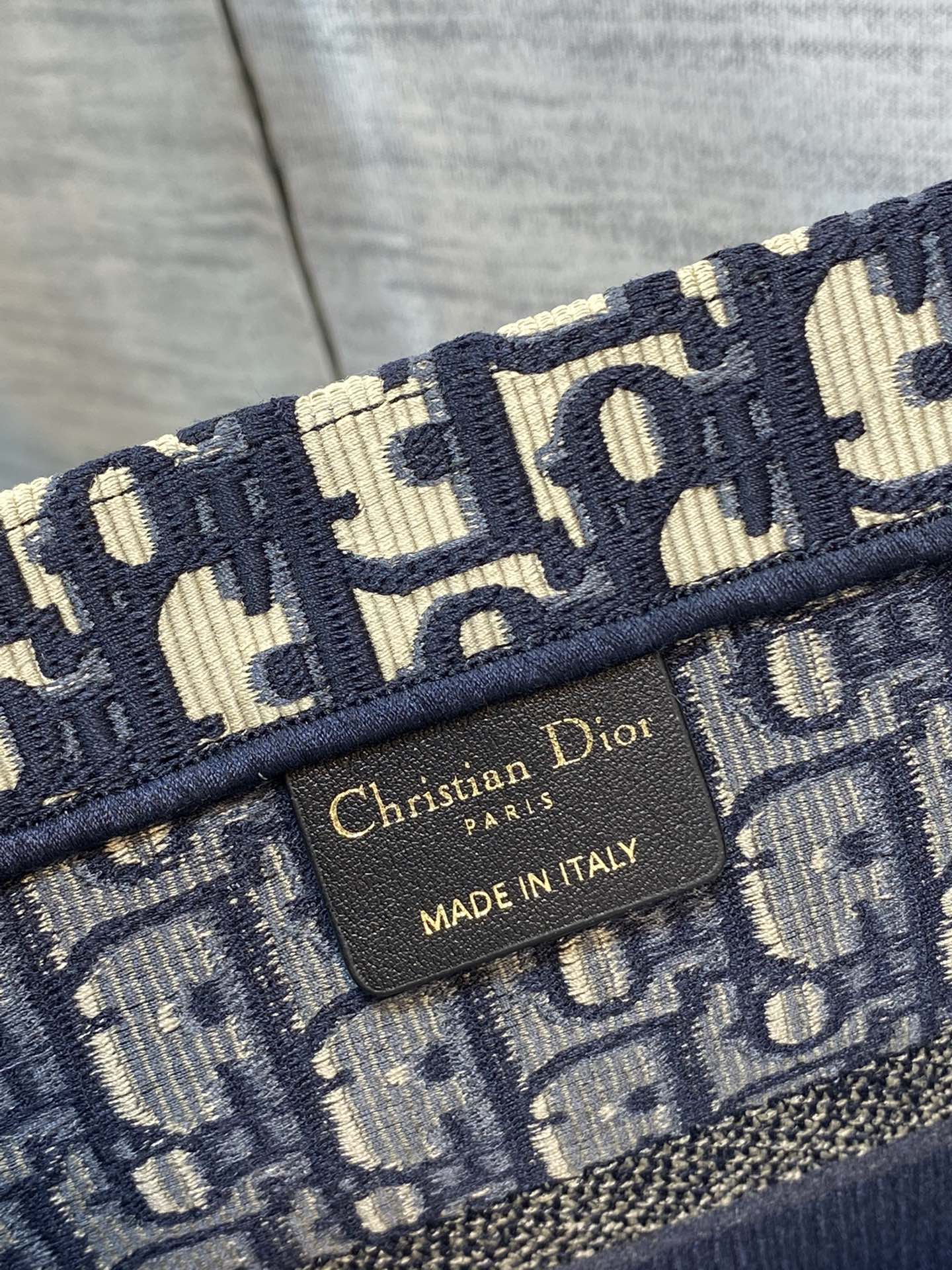 Dior Blue and White Monogram Canvas Tote Bag Classic Top Handle Handbag