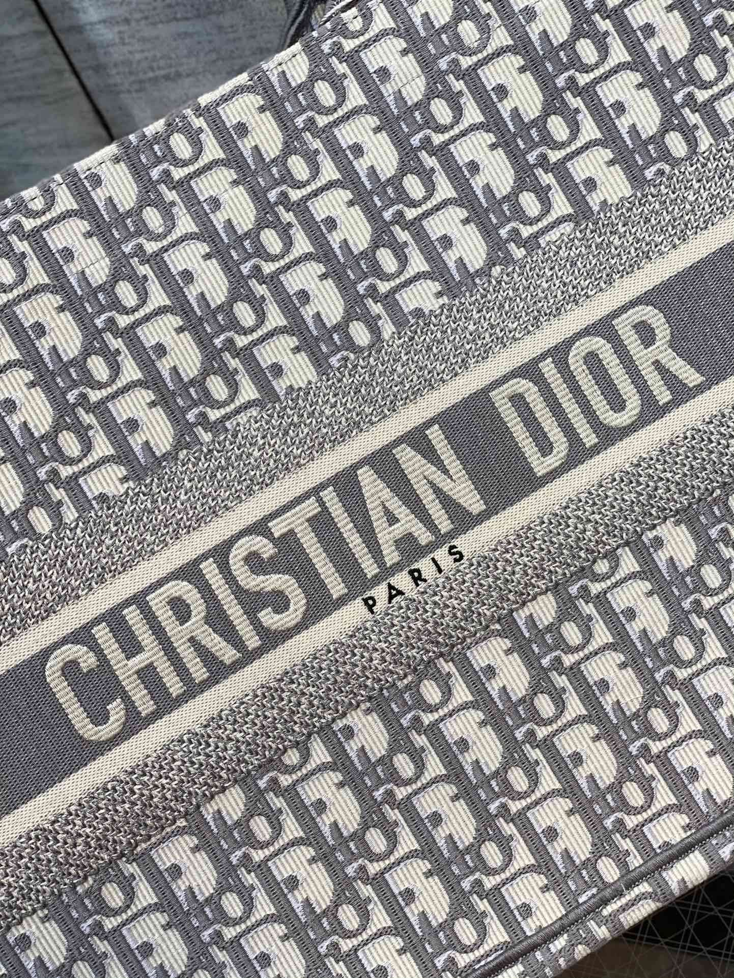 Dior Classic Grey Embroidered Monogram Structured Canvas Tote Bag
