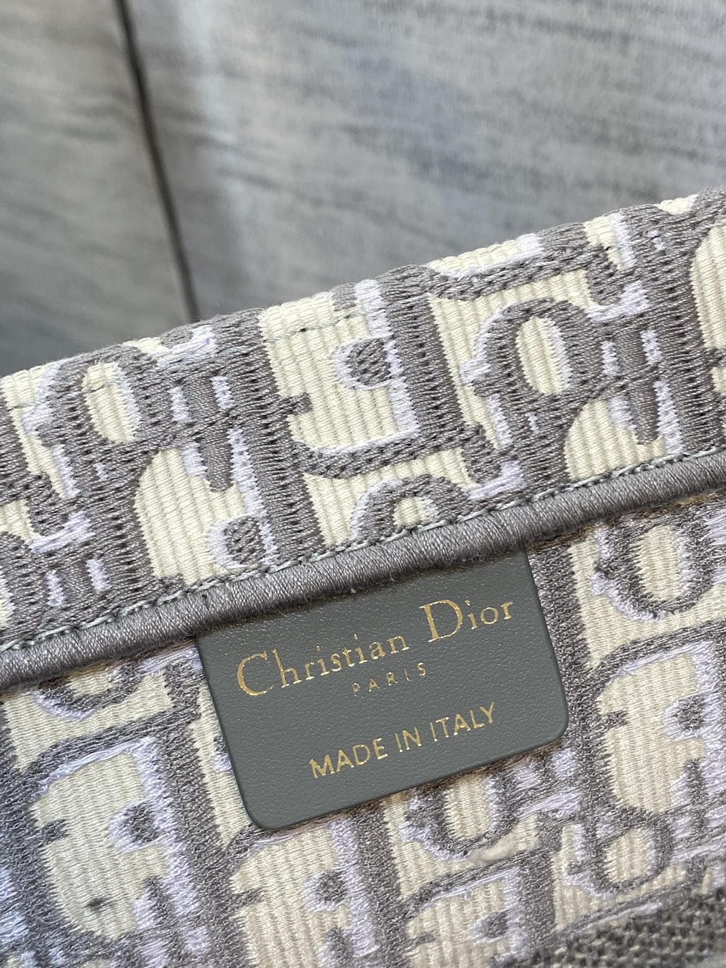 Dior Classic Grey Monogram Embroidered Canvas Tote Handbag