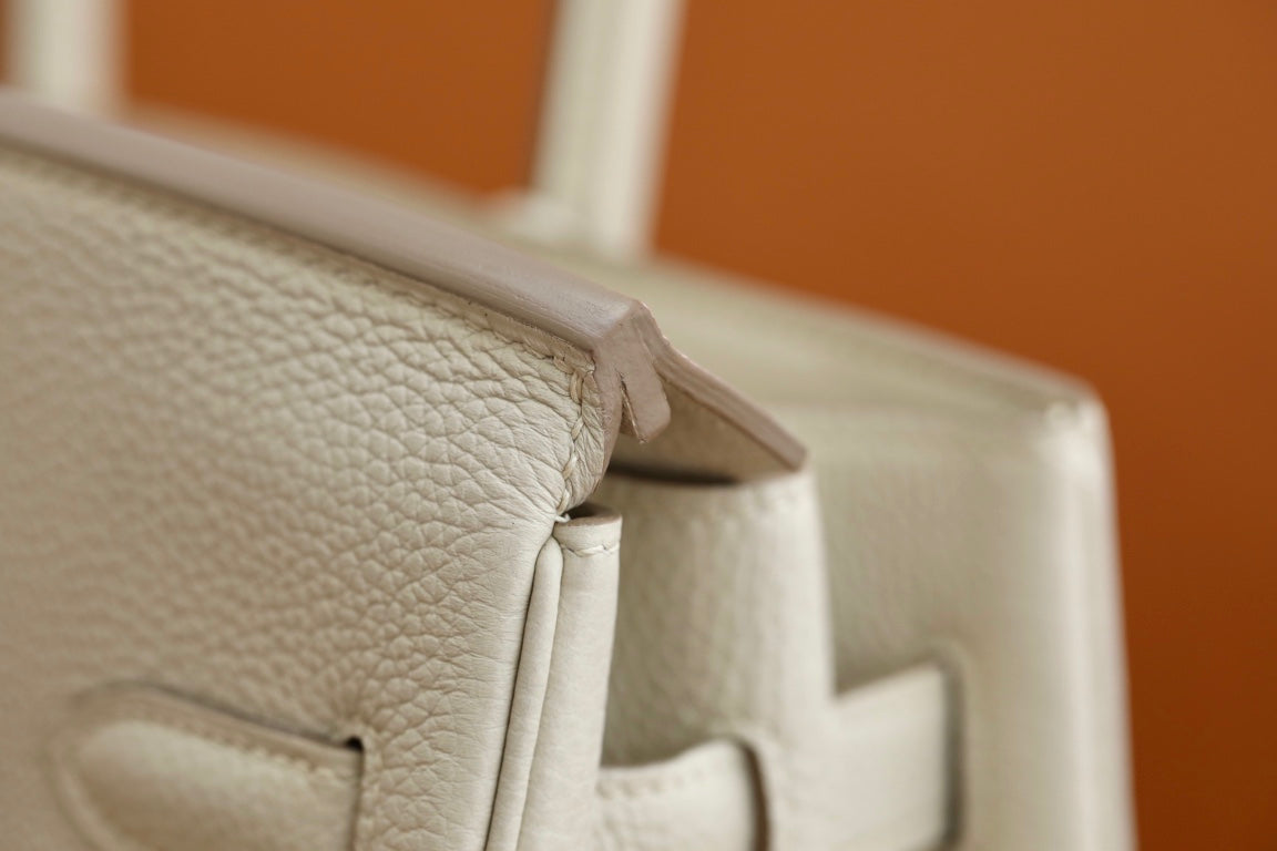 Luxury Cream Leather Handbag with Gold Hardware - Classic Top Handle Satchel