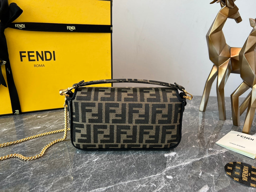 Fendi Baguette FF Motif Fabric Shoulder Bag - Brown/Tobacco