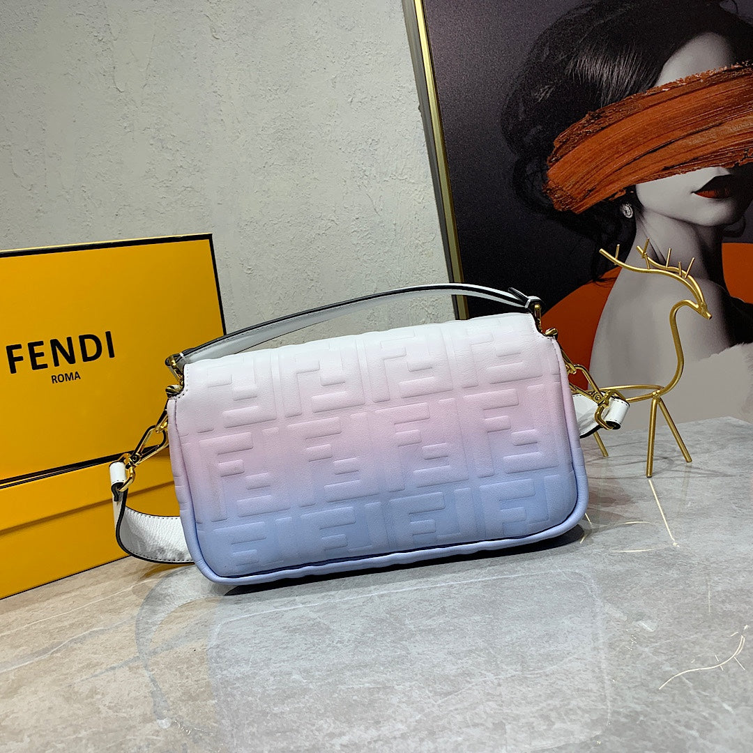 Fendi Baguette FF Embossed Gradient Leather Shoulder Bag