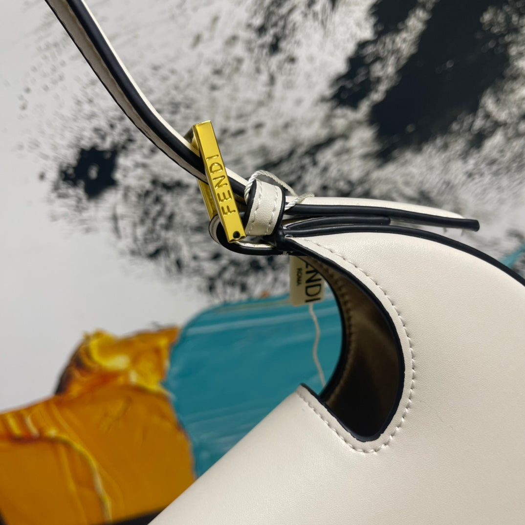Small Crescent Hobo Bag with Gold-Tone Logo Buckle - Leather Designer Style Shoulder Bag