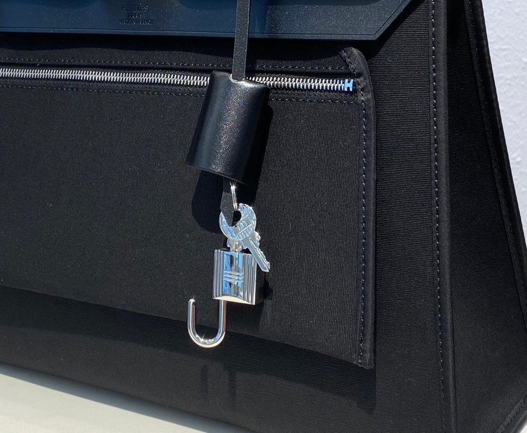 Elegant Black Canvas and Leather Top Handle Shoulder Bag - Classic Minimalist Satchel