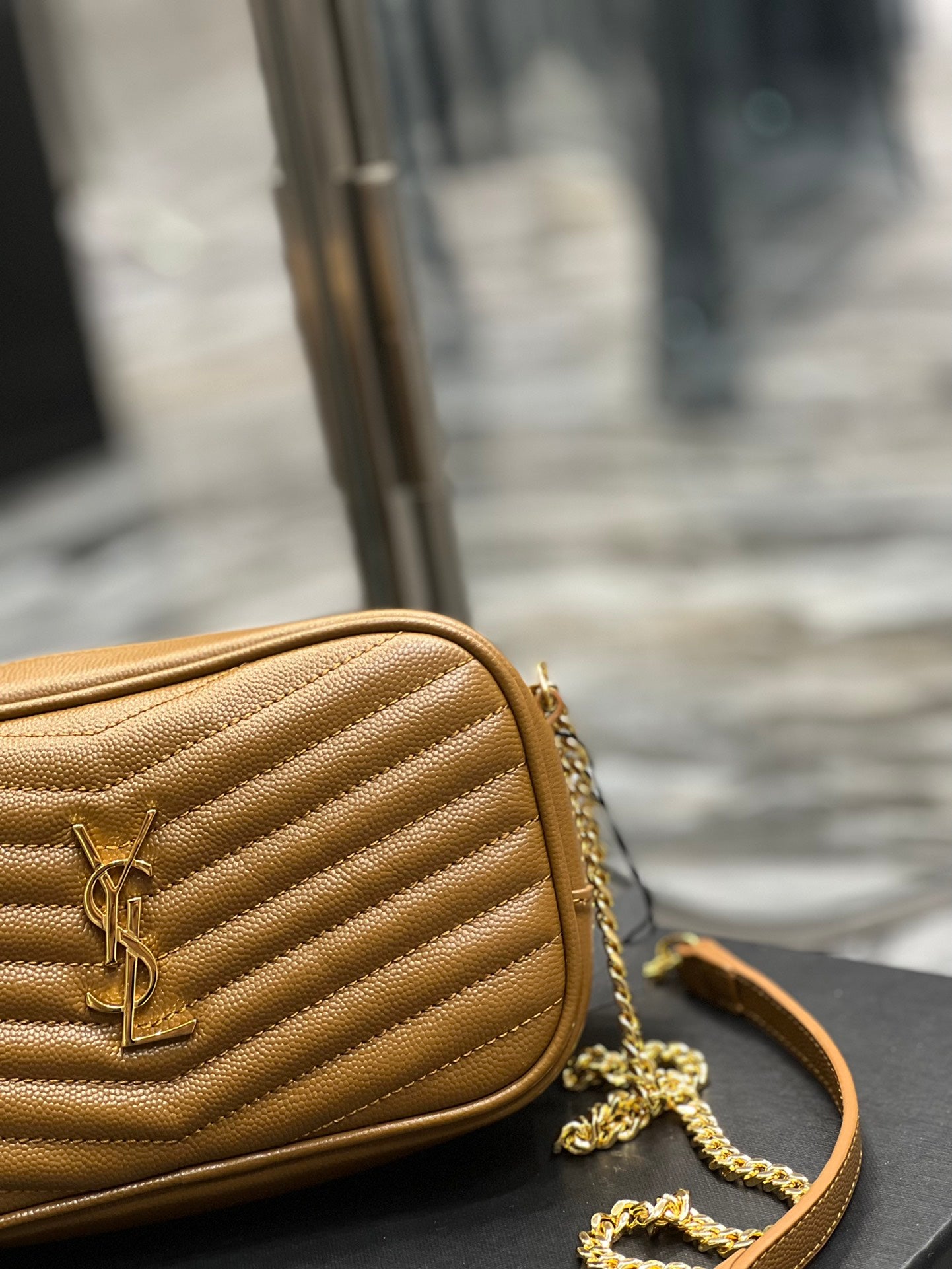 Saint Laurent Lou Camera Bag in Quilted Leather - Tan