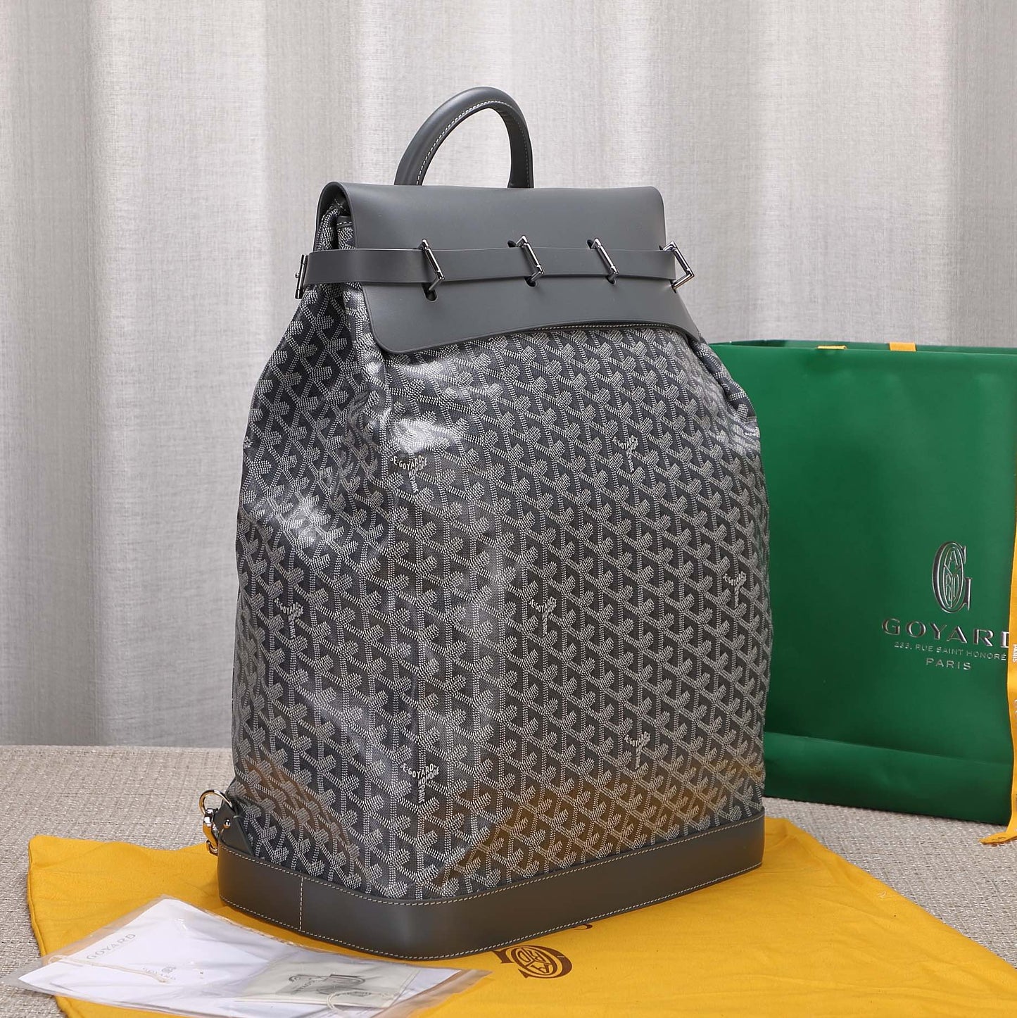 Gogy Luxury Grey Geometric Chevron Pattern Canvas Backpack Rucksack