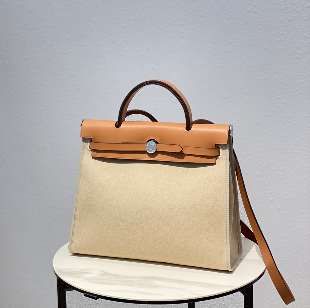 Hermès Herbag Zip 31 Canvas &amp; Leather Handbag - Beige/Tan