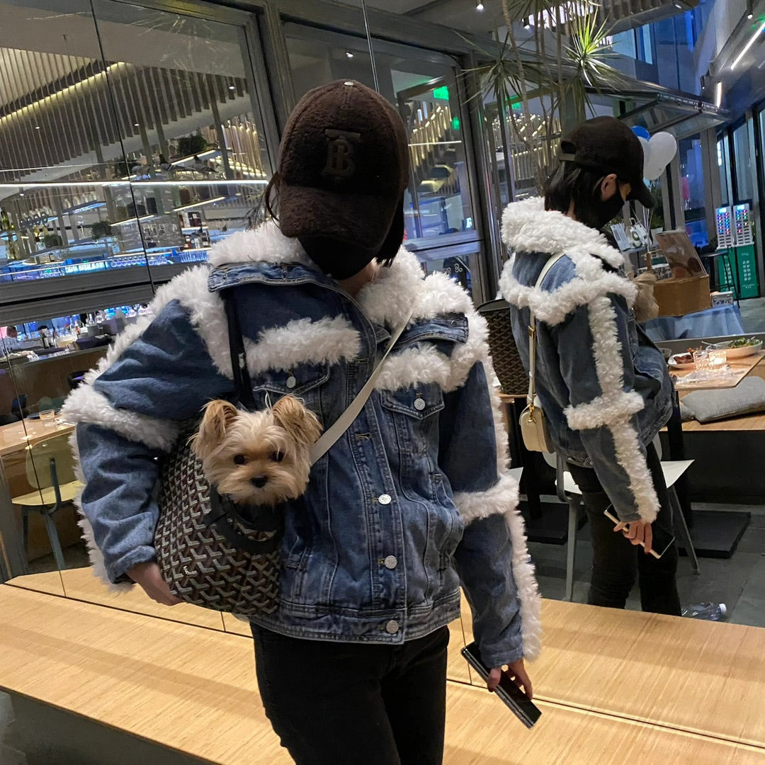 Gogy Women's Winter Denim Jacket with Faux Fur Trim Fleece Lined Coat