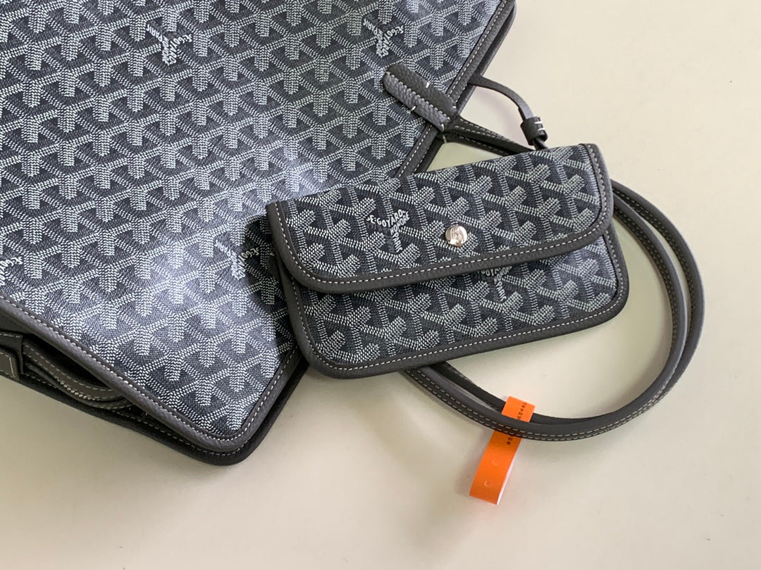 Gogy Grey Chevron Geometric Pattern Structured Tote Bag with Handles