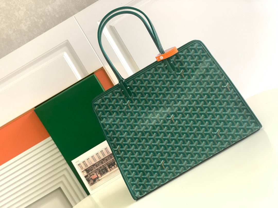 Gogy Green Chevron Pattern Canvas Tote Bag Classic Shoulder Handbag