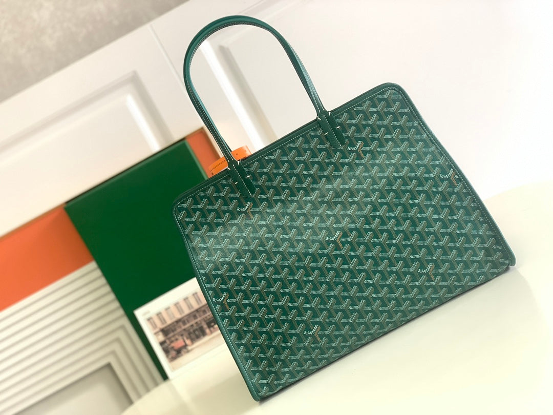 Gogy Green Chevron Pattern Canvas Tote Bag Classic Shoulder Handbag