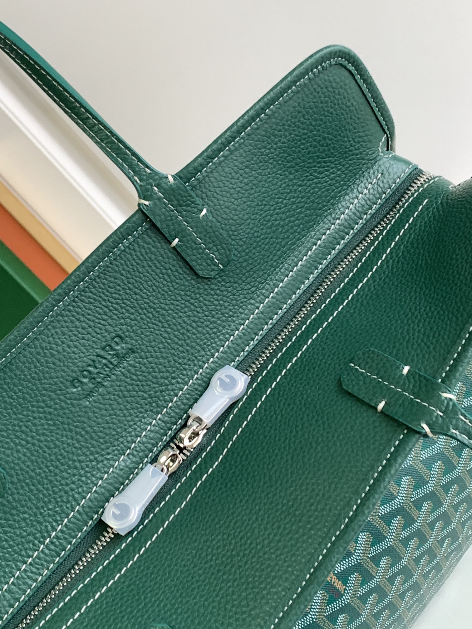 Gogy Green Chevron Pattern Canvas Tote Bag Classic Shoulder Handbag
