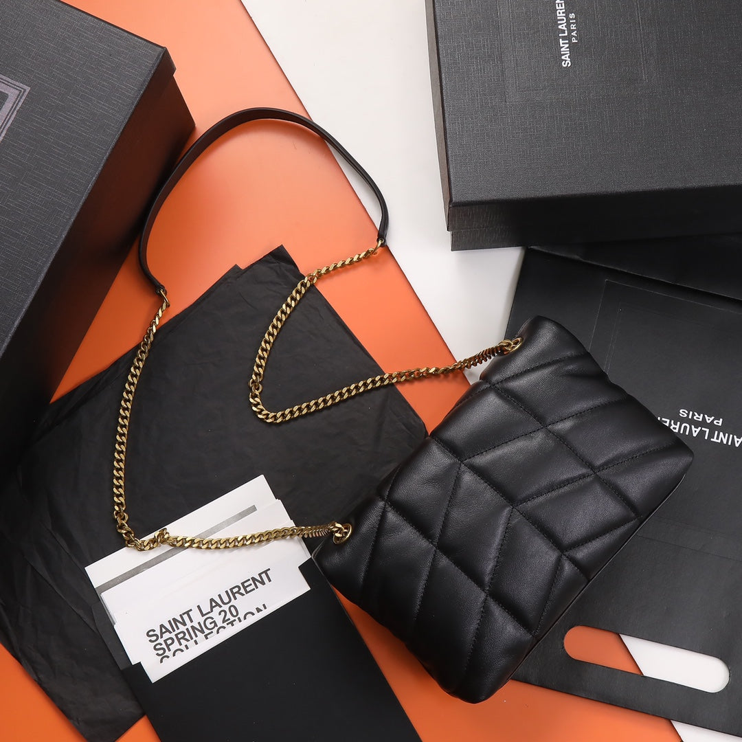 Saint Laurent Loulou Puffer Mini Shoulder Bag in Quilted Lambskin Leather - Black with Gold Hardware