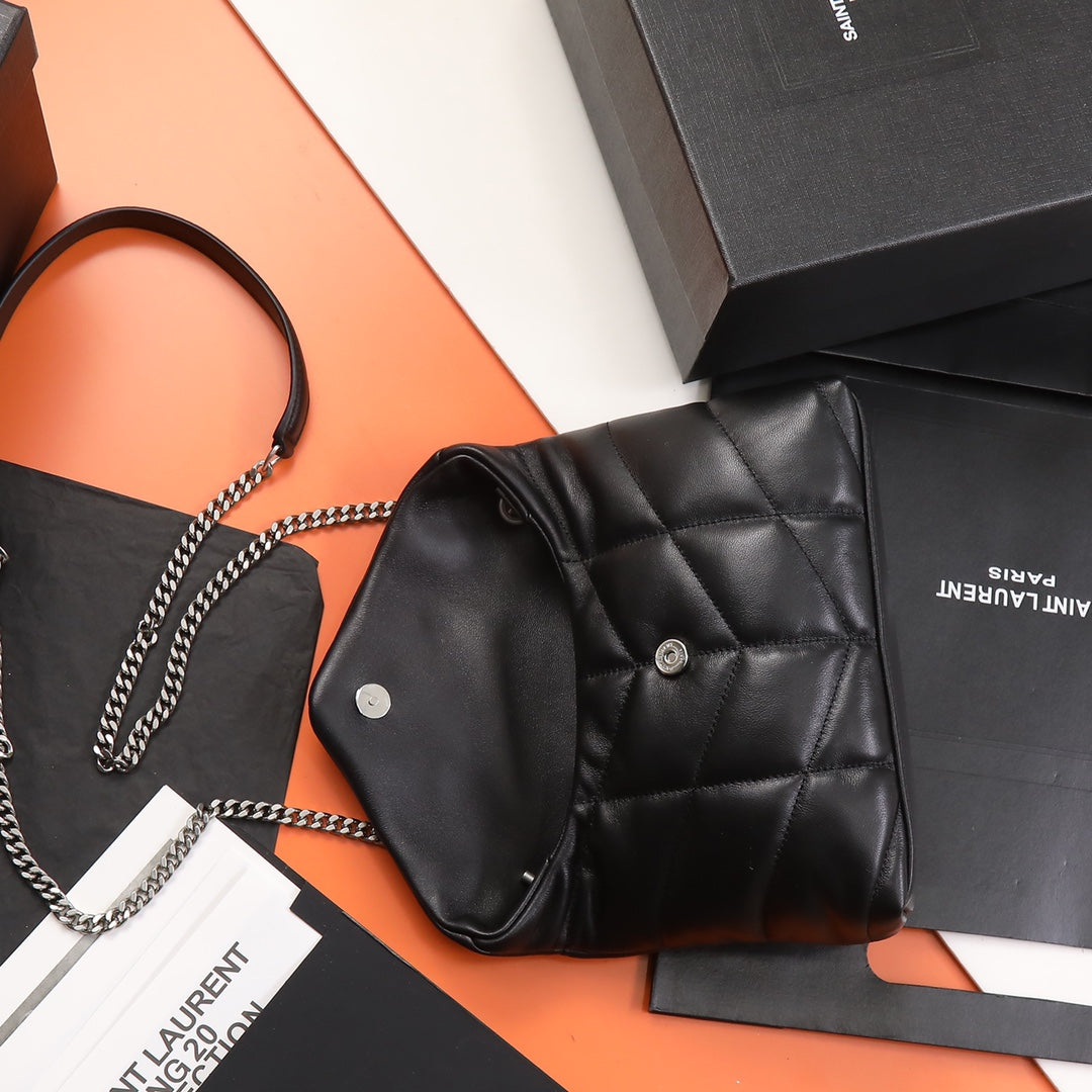 Saint Laurent Loulou Puffer Small Bag in Quilted Lambskin - Black