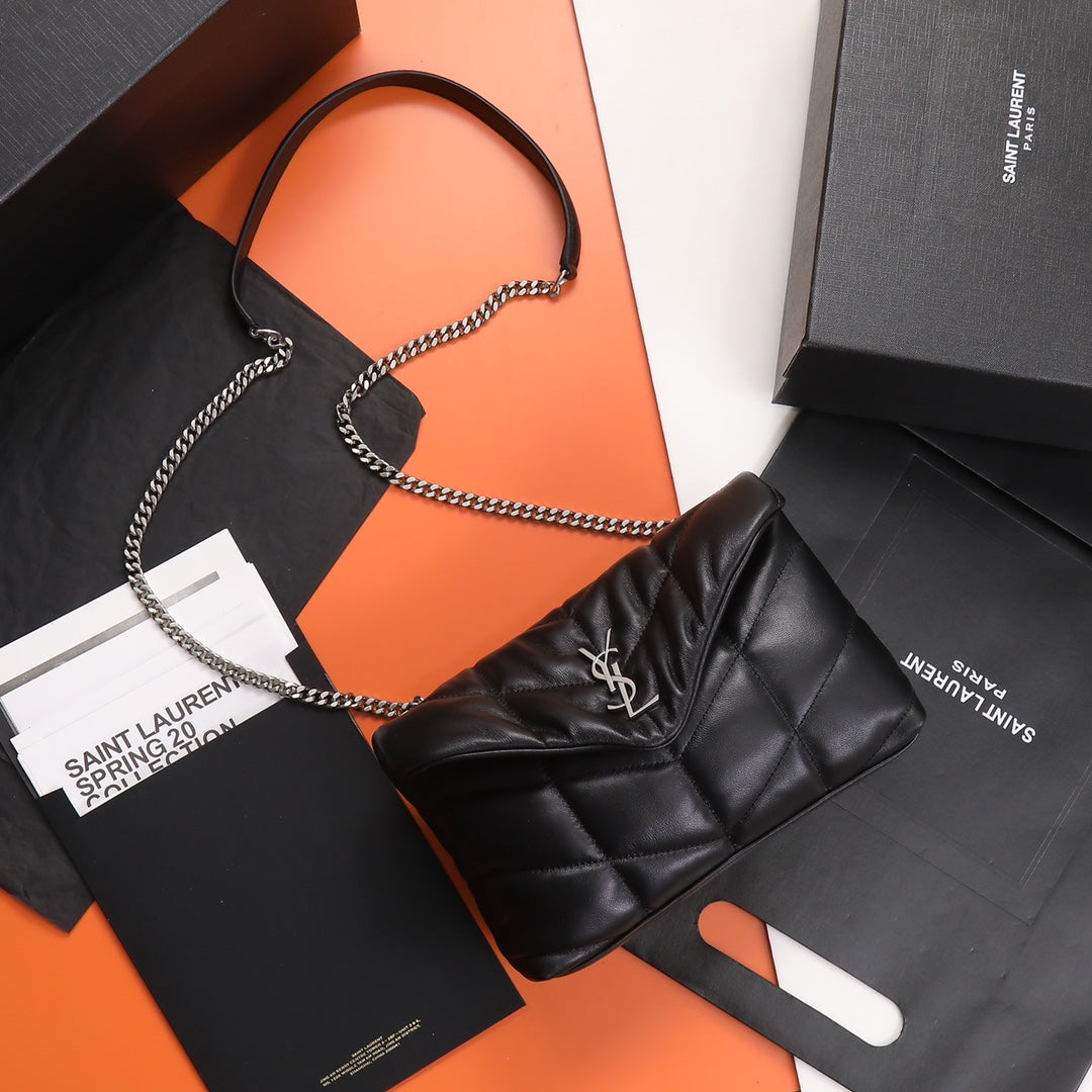 Saint Laurent Loulou Puffer Small Bag in Quilted Lambskin - Black