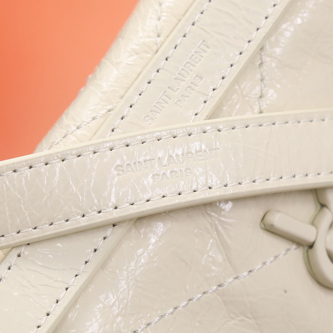 Saint Laurent Niki Medium Chain Bag in Quilted Leather - White