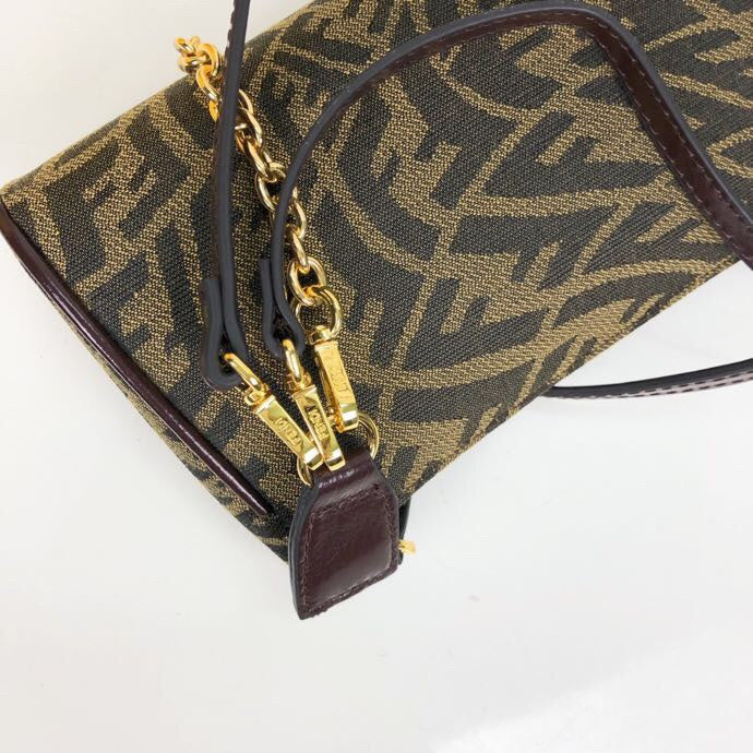 Fendi Zucca Print Mini Barrel Bag - Brown Monogram Canvas Shoulder Bag