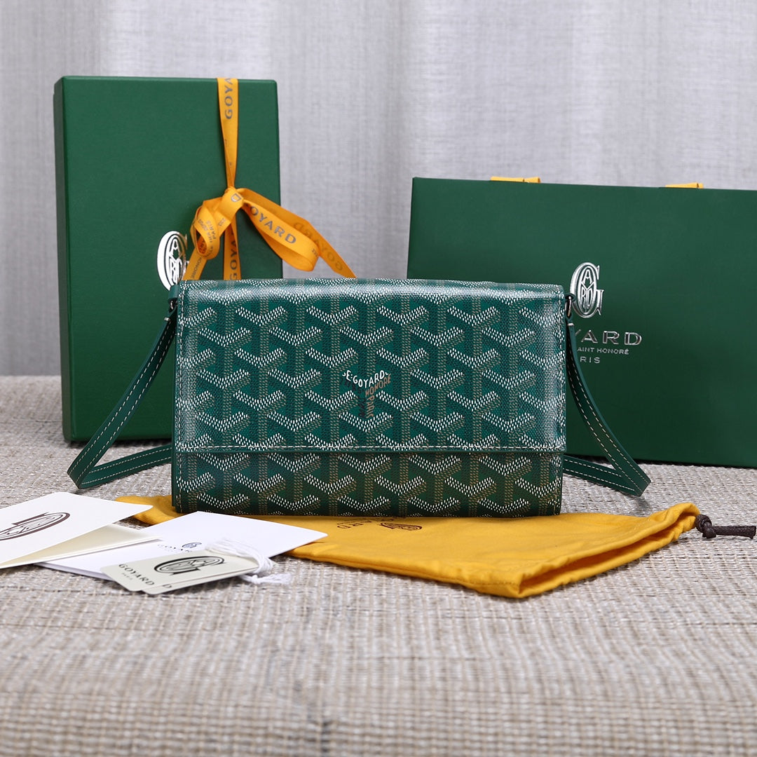 Gogy Luxury Green Chevron Print Crossbody Flap Shoulder Bag