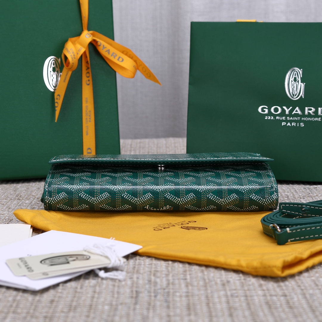 Gogy Luxury Green Chevron Print Crossbody Flap Shoulder Bag