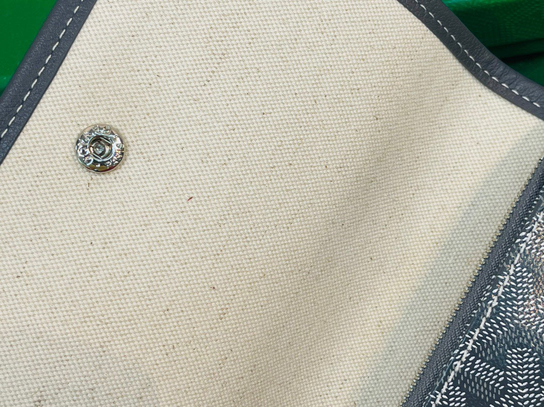 Gogy Luxury Grey Monogram Canvas Flap Shoulder Bag with Detachable Strap