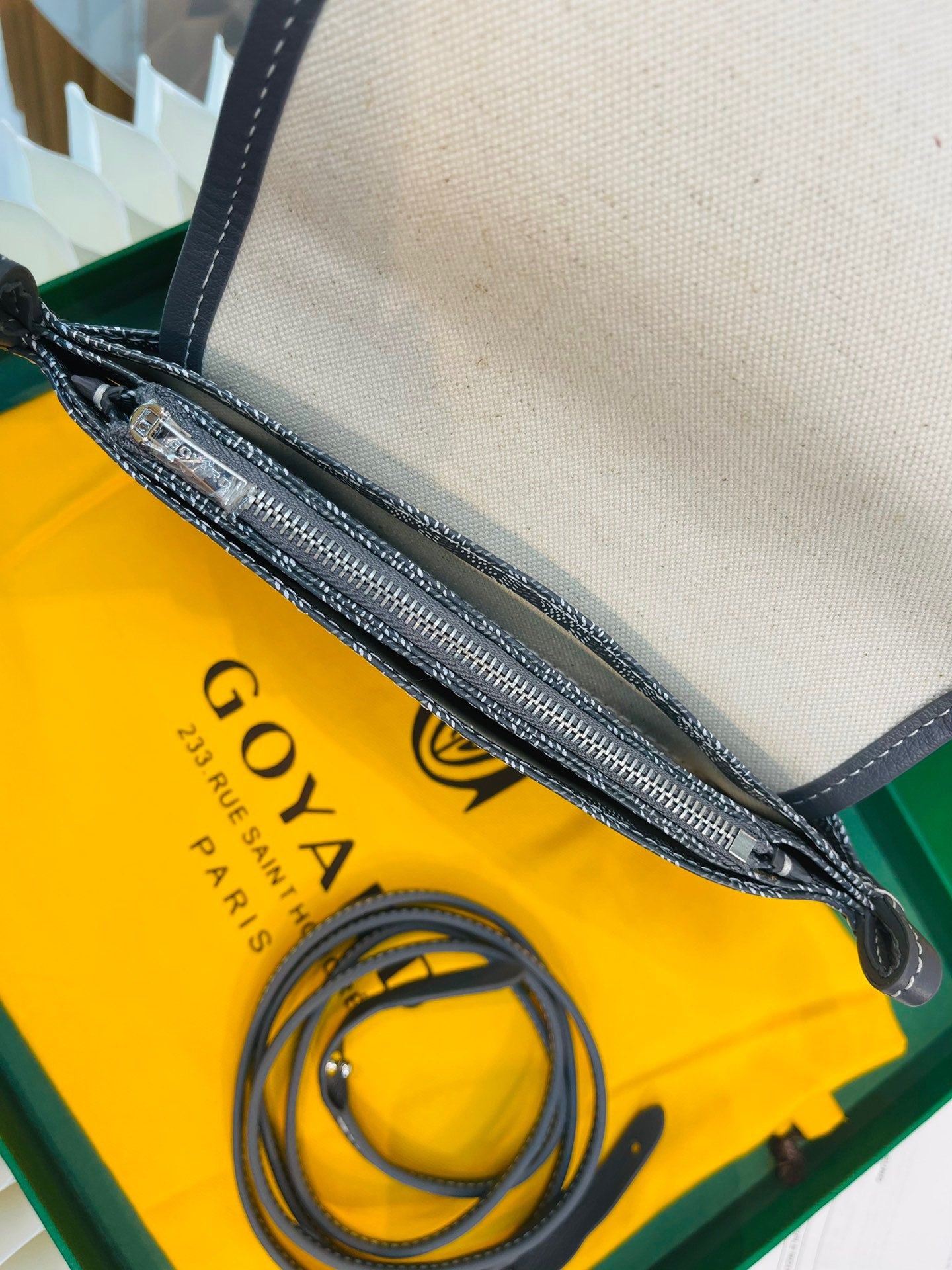 Gogy Luxury Grey Monogram Canvas Flap Shoulder Bag with Detachable Strap