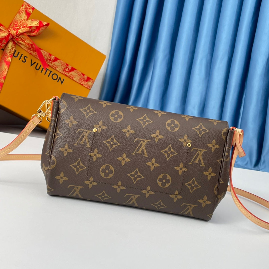 Louis Vuitton Classic Monogram Canvas Crossbody Bag with Gold Chain Strap