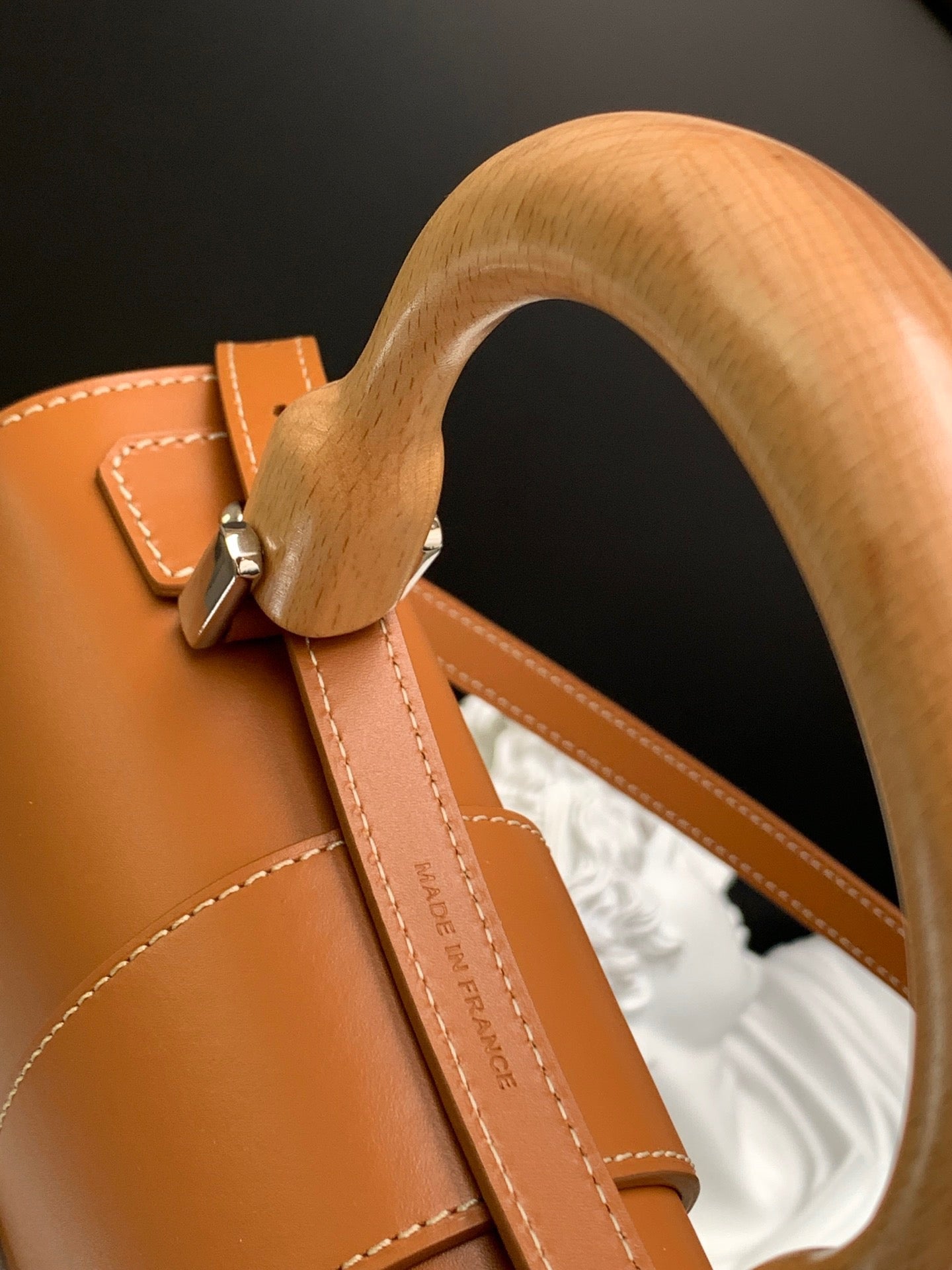 Gogy Luxury Tan Leather Handbag with Protective Metal Bottom Studs