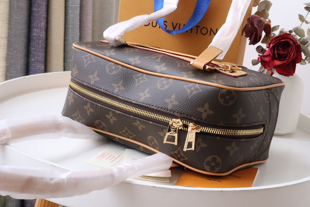 Louis Vuitton Vintage Brown Monogram Printed Canvas Shoulder Bag with Leather Straps