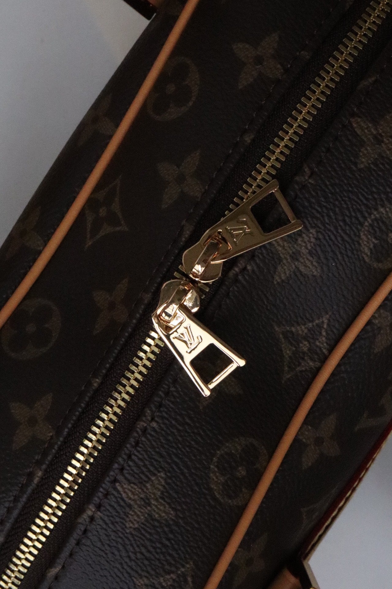 Louis Vuitton Vintage Brown Monogram Printed Canvas Shoulder Bag with Leather Straps