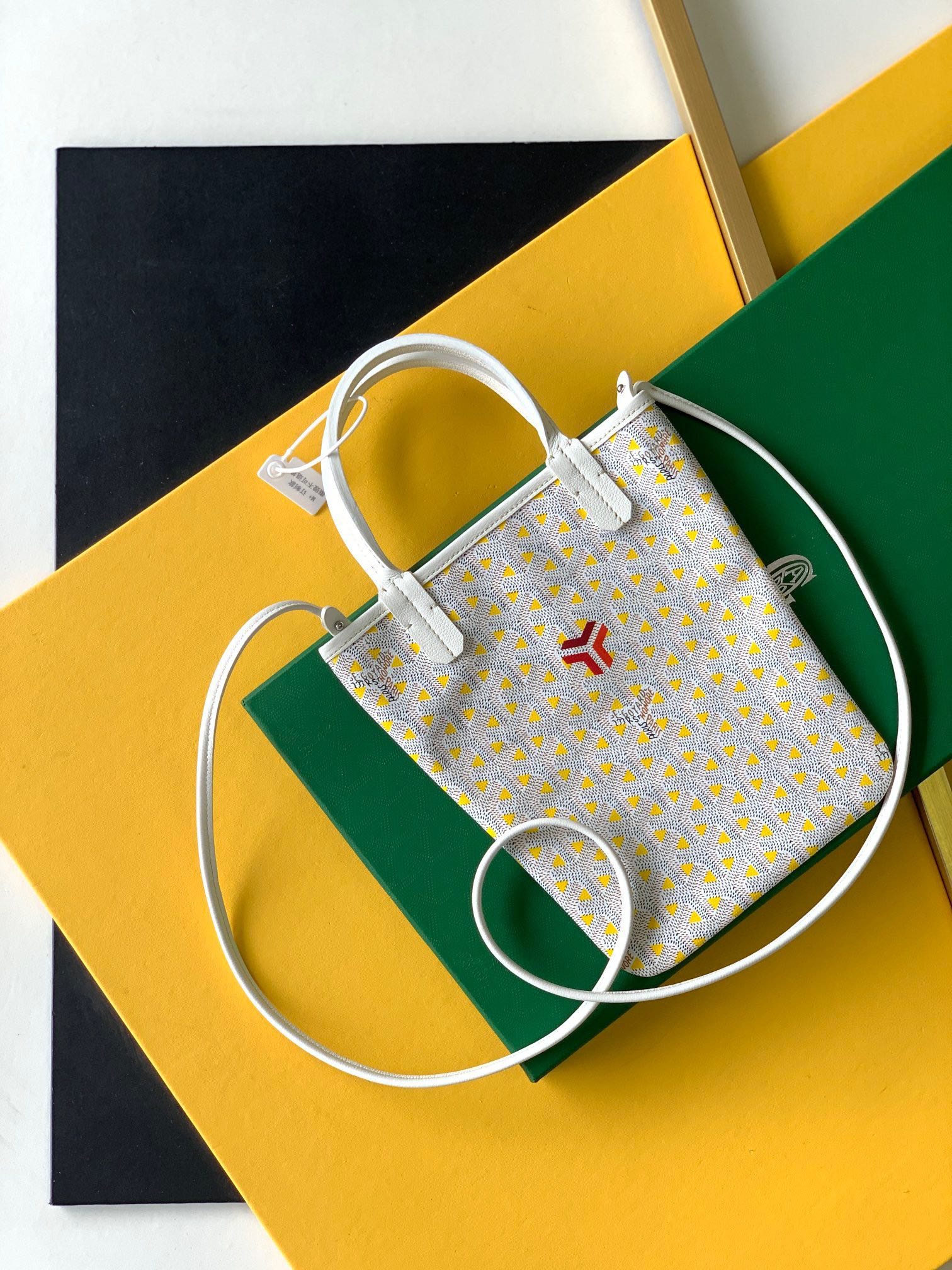 Gogy Cute Yellow Patterned Mini Crossbody Bag with Embroidered Red Heart