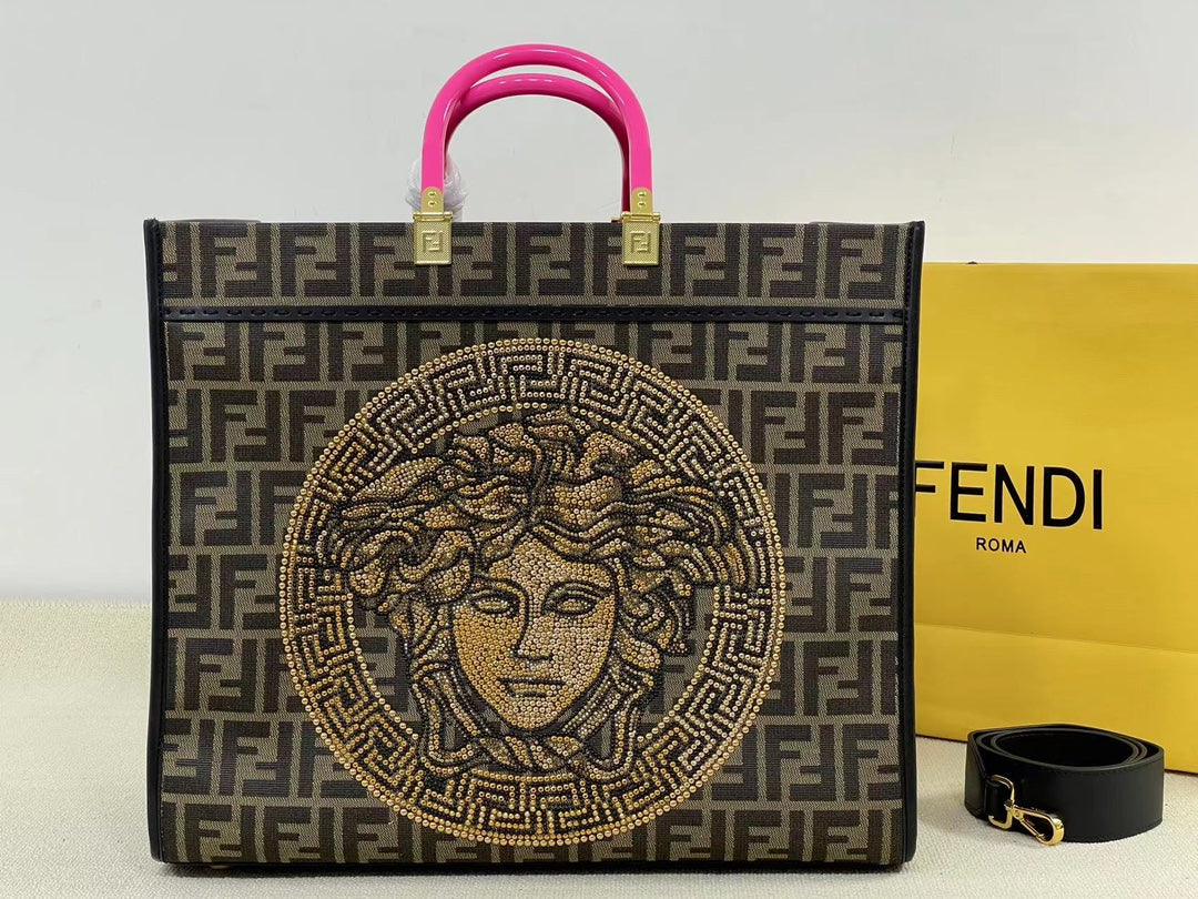 Fendace Fendi x Versace Sunshine Shopper Tote Bag - FF Monogram Medusa