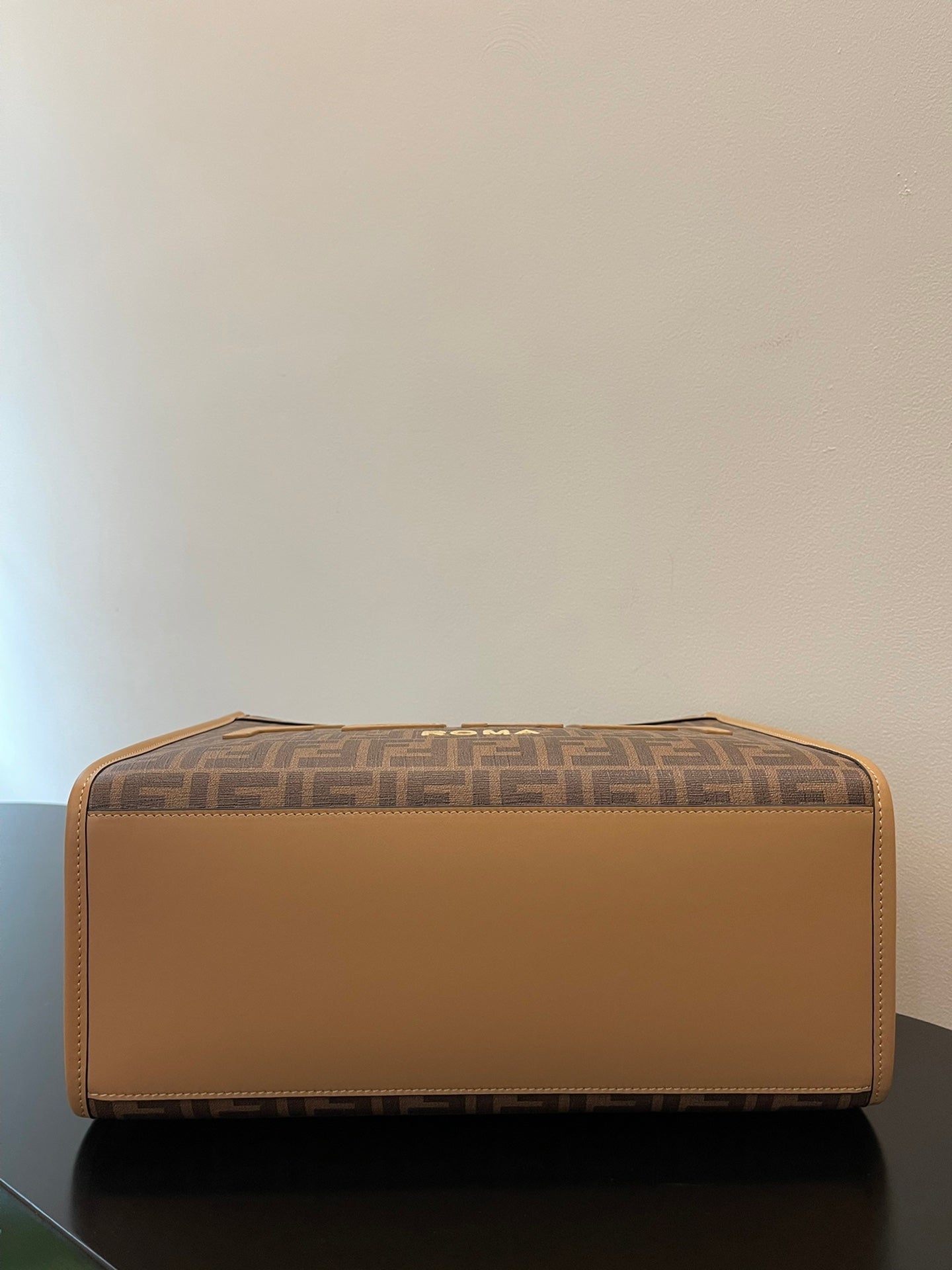 Fendi Sunshine Medium Brown FF Jacquard Tote Bag with Plexiglass Handles