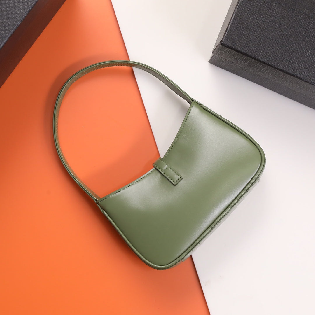 Saint Laurent Le 5 à 7 Leather Hobo Bag in Olive Green