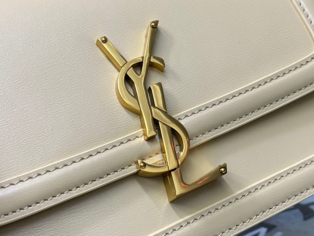 Saint Laurent Solferino Small Satchel in White Box Leather